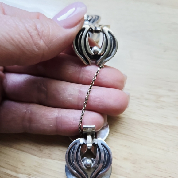 STERLING SILVER 925 SIGNED JJ TAXCO MEXICO HEAVY MODERNIST BRACELET 6.5" HEAVY - Picture 6 of 10